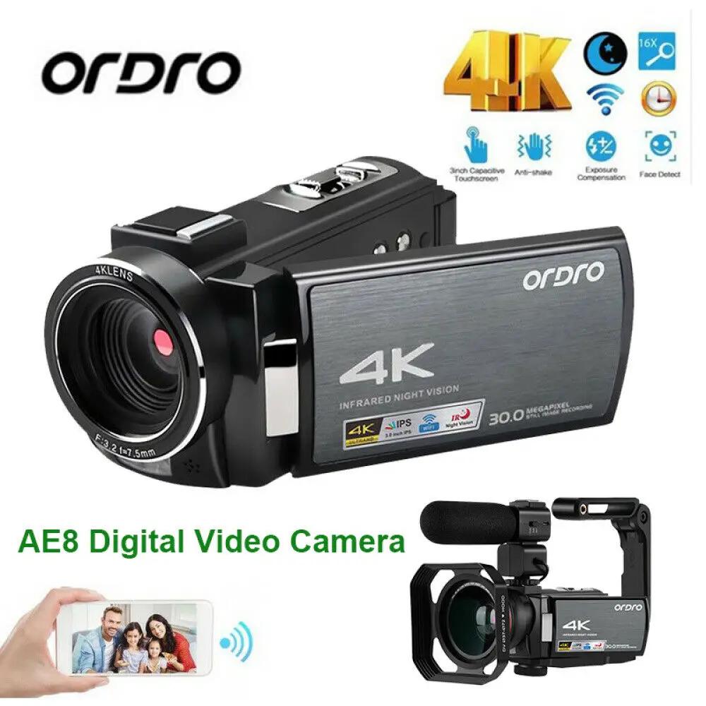 4K  ī޶ IR Ʈ  ķڴ Ǯ HD Ordro AE8  Vlog ī޶ Filmadora Professional for YouTube ΰ